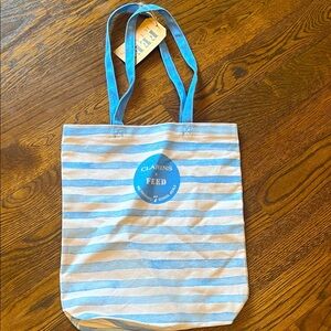 Clarins Feed NWT Blue Striped Tote Bag